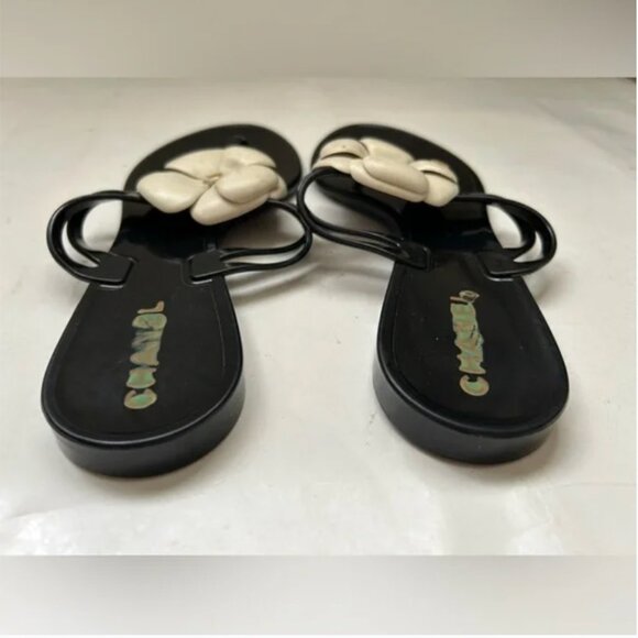 Chanel black sandals with flowers size 39 US 8 - Picture 4 of 11